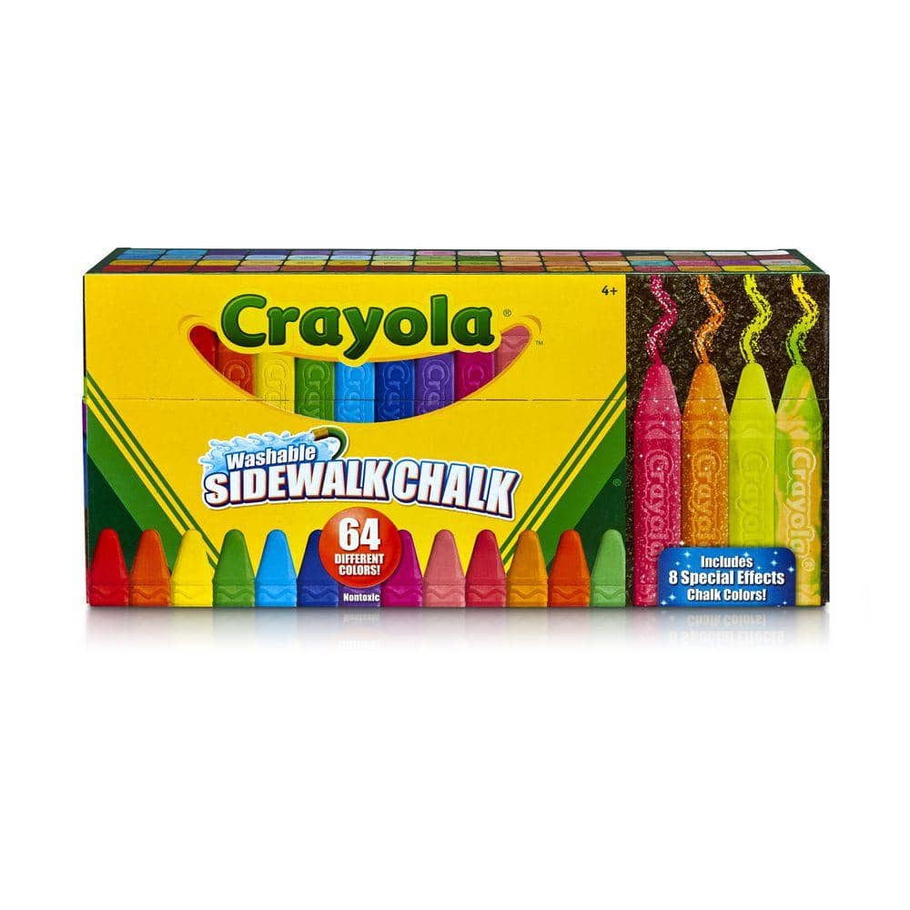 Crayola -  Washable Sidewalk Chalk 64 Different Colors Includes Glitter & Neon