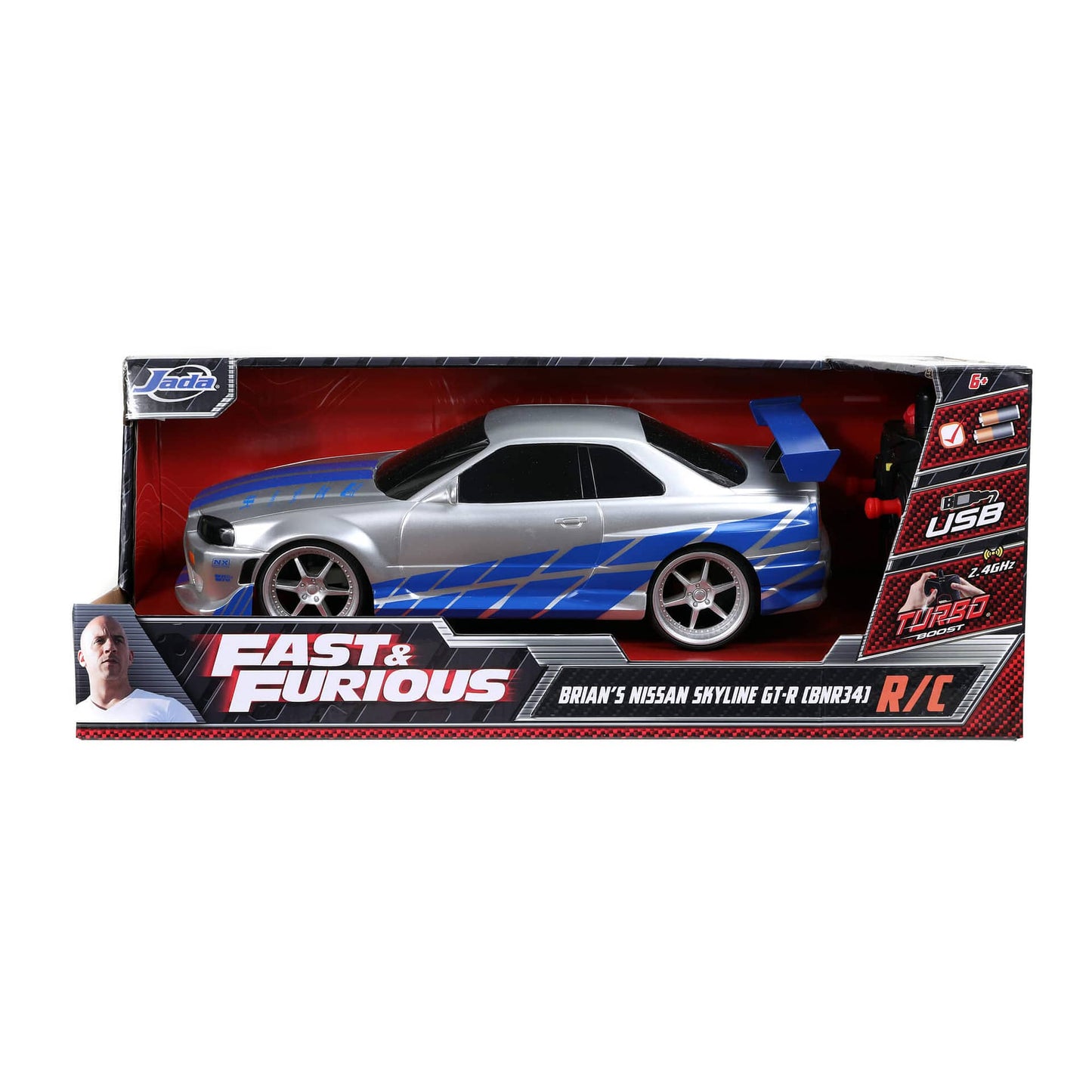 Fast & Furious -    Rc Brian's 2002 Nissan Skyline Gt-r (bnr34) (1:16) Remote Control
