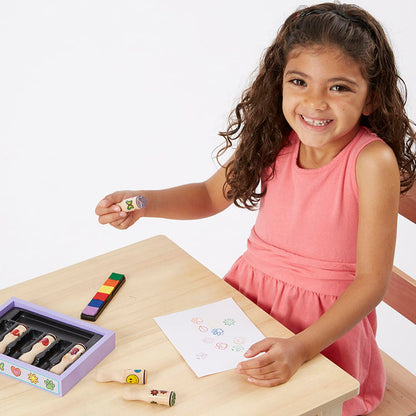 Melissa & Doug - Wooden Stamp Set - Happy Handles