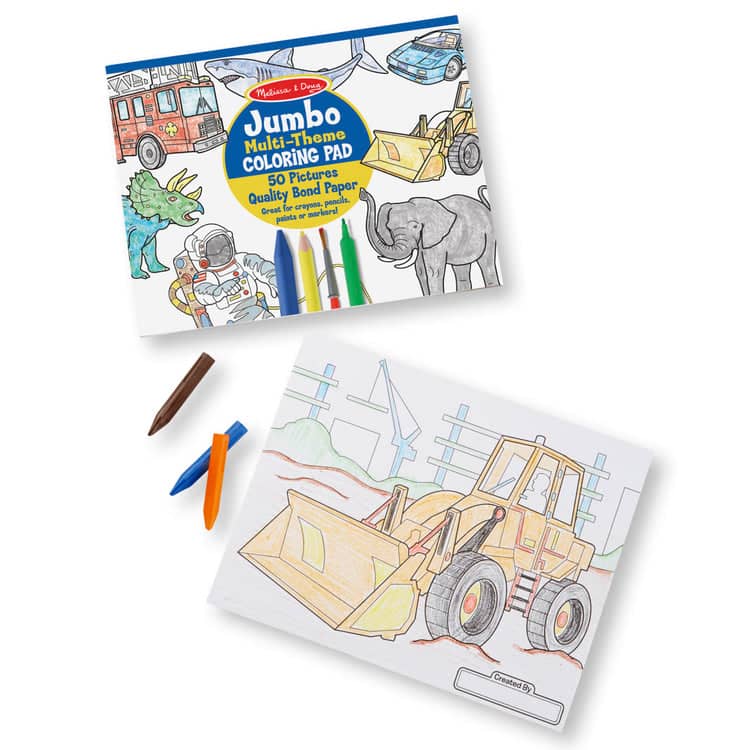 Melissa & Doug - Jumbo 50-page Kids' Coloring Pad - Space Sharks Sports And More