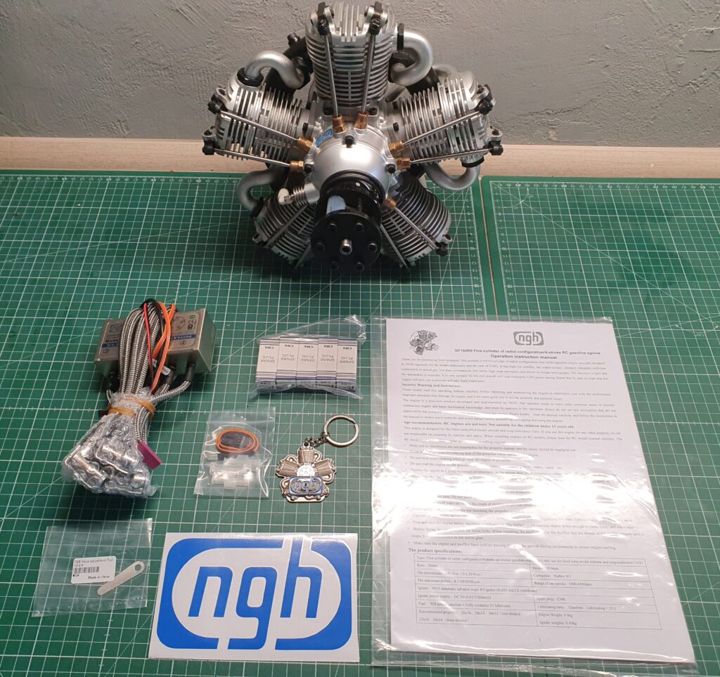 NGH - 150cc 4 Stroke 5 Cylinder Radial Gas Engine with Electronic Ignition including  exhaust collector ring