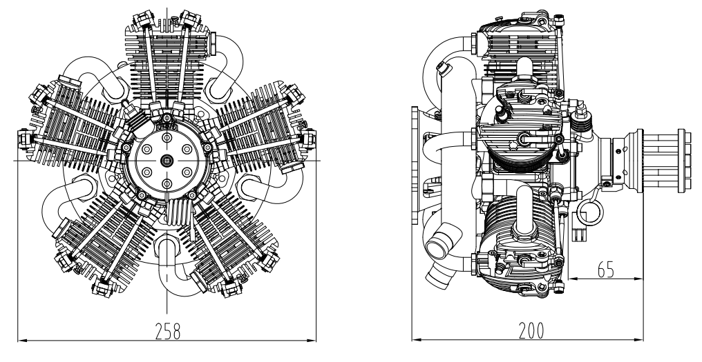 NGH - 150cc 4 Stroke 5 Cylinder Radial Gas Engine with Electronic Ignition including  exhaust collector ring