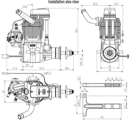 NGH -  GF38 38CC GAS 4-STROKE ENGINE WITH STRAIGHT OUT PIPE
