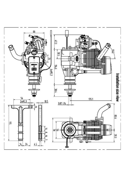 NGH -  GF38 38CC GAS 4-STROKE ENGINE WITH STRAIGHT OUT PIPE