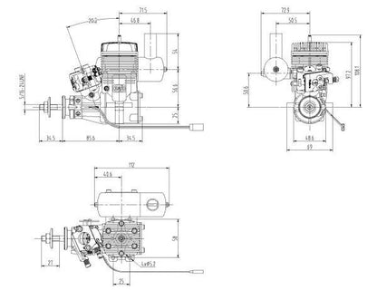 NGH - GT25 25CC GAS 2-STROKE ENGINE WITH MUFFLER