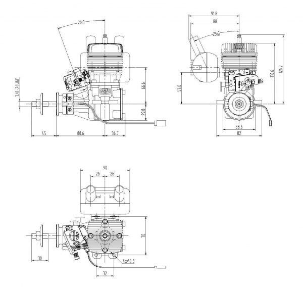 NGH GT35 – 35CC GAS 2-STROKE ENGINE W/MUFFLER
