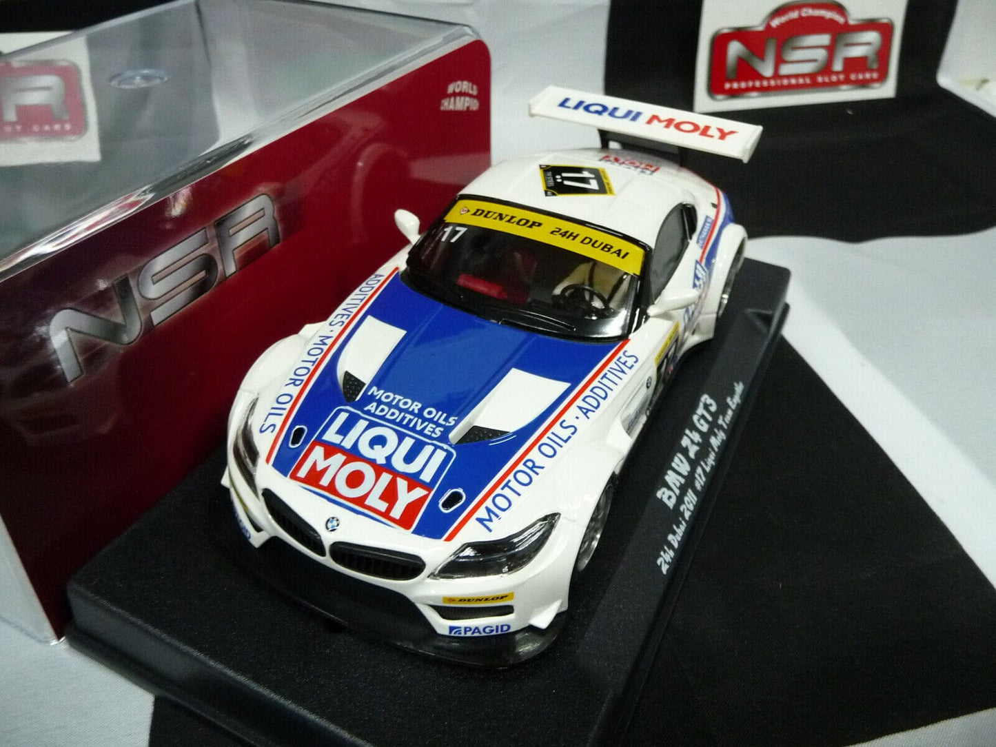 NSR -  1:32 0001AW BMW Z4 GT3 E89 Liqui Moly 24h Dubai 2011 slot car also suits  scalextric/carrera