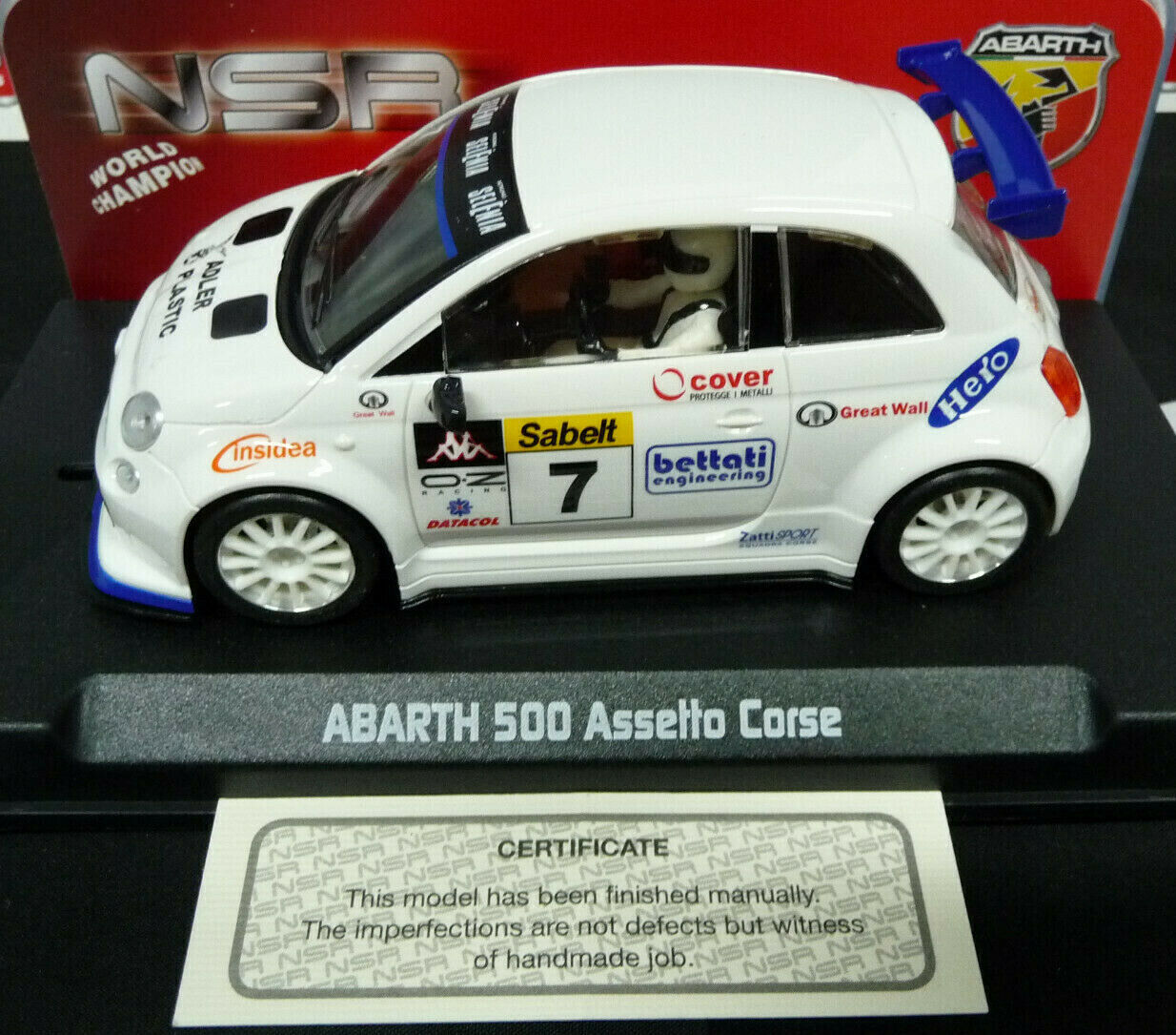 NSR -  1:32 0040SW Abarth 500 Assetto Corse Selenia No7 slot car also suits  scalextric/carrera
