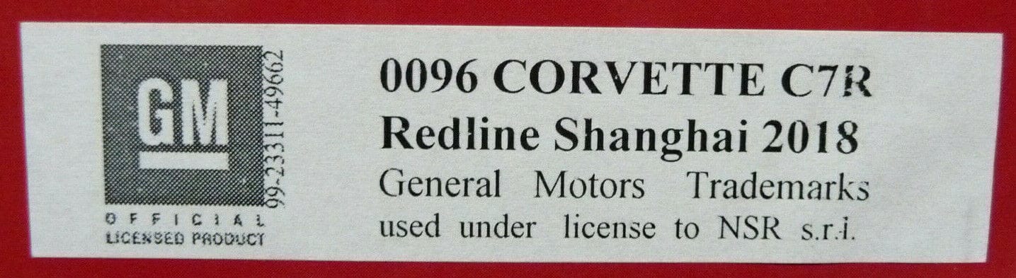 NSR -  1:32 0096AW Corvette C7R Redline Shanghai 2018 No.64 slot car also suits  scalextric/carrera