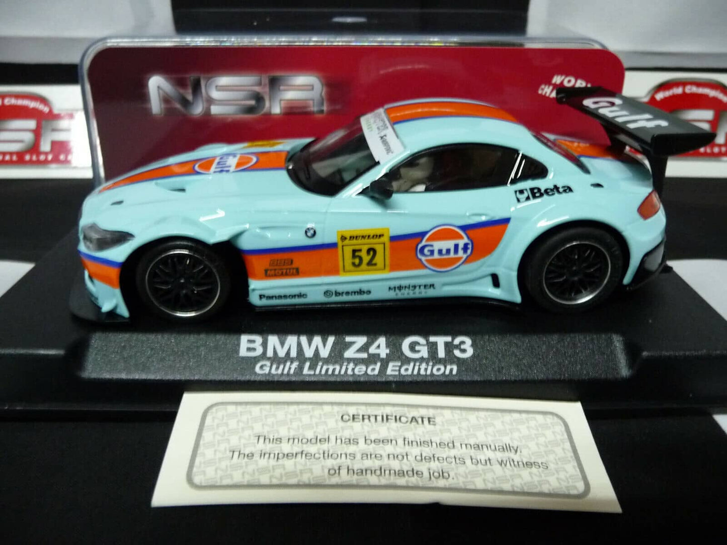 NSR -  1:32 0103AW BMW Z4 GT3 Gulf Edition No.52 slot car also suits  scalextric/carrera