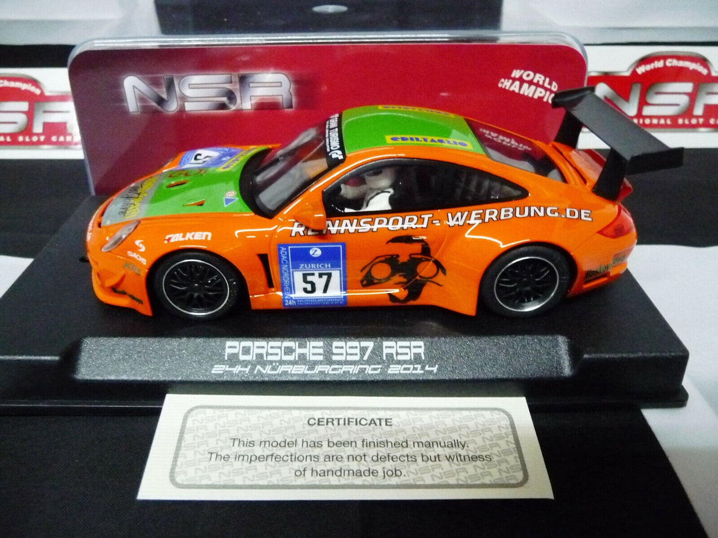 NSR -  1:32 0110AW Porsche 997 RSR N/Berg 2014 24H No.57 slot car also suits  scalextric/carrera