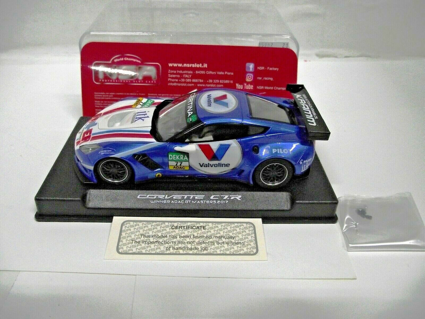 NSR - 1:32 0113 Corvette C7R Win.Adac GT Master 17 No.77 slot car also suits scalextric/carrera