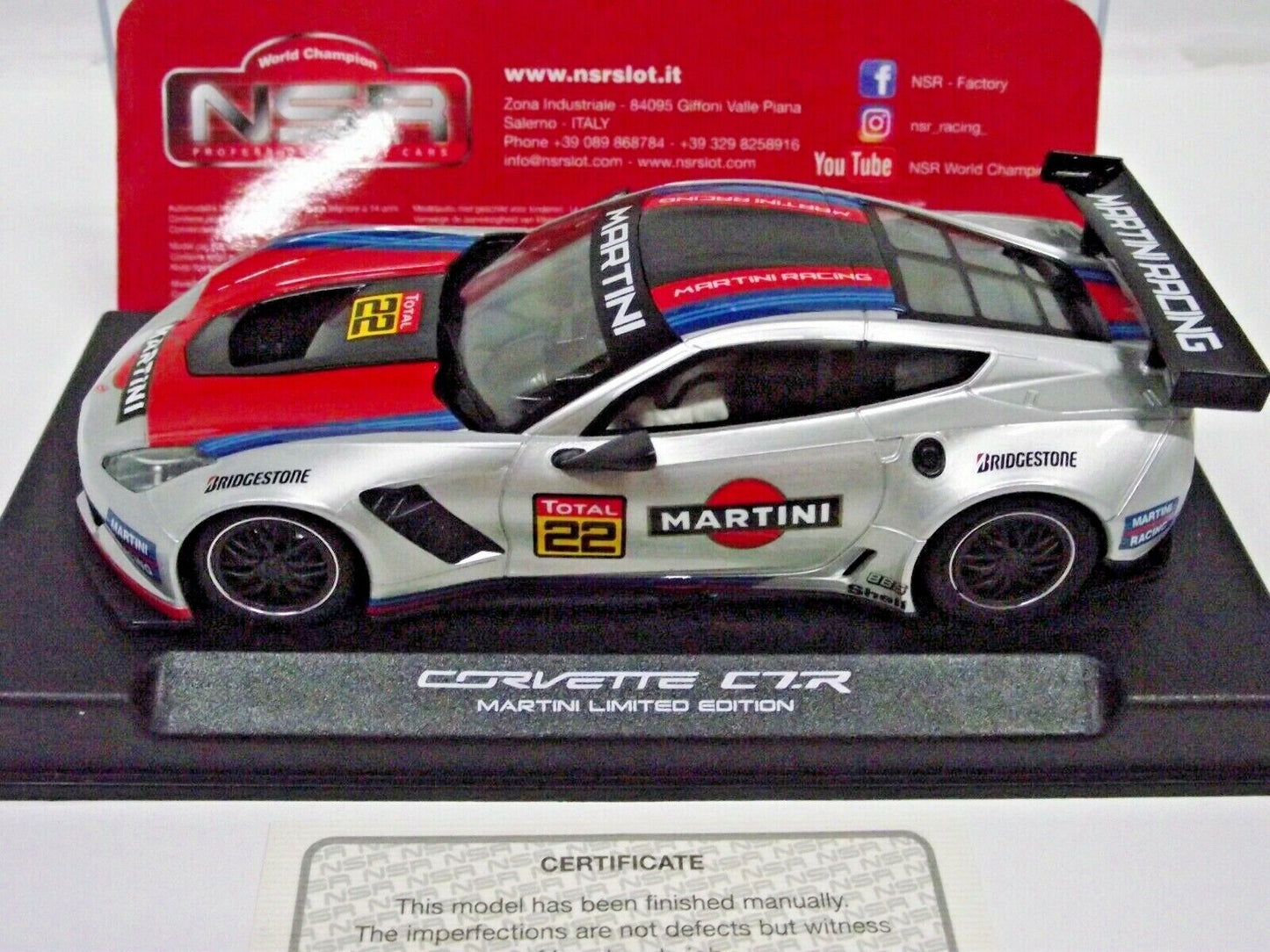 NSR -  1:32 0160AW Corvette C7R Martini Racing Grey No.22 slot car also suits  scalextric/carrera