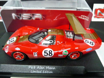 NSR -  1:32 1146SW P68 BOAC 500 A.Mann 1969 No.58 slot car also suits  scalex/carrera