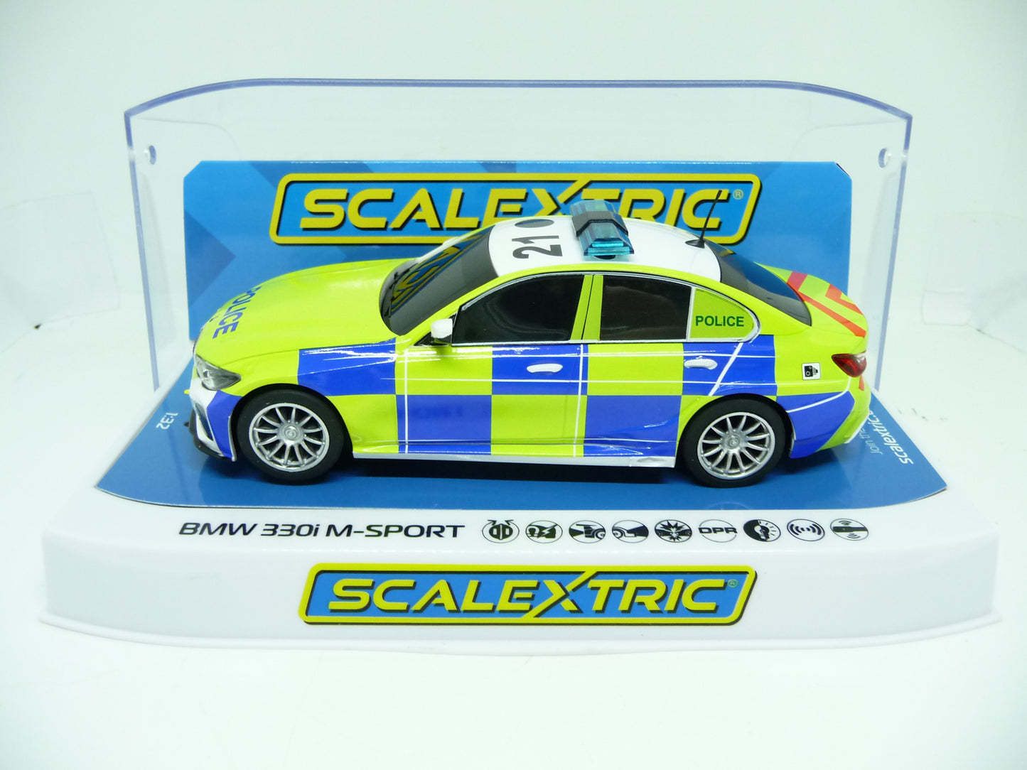 Scalextric -  C4165 BMW 330i M Sport Police Edition slot car also suits Carrera