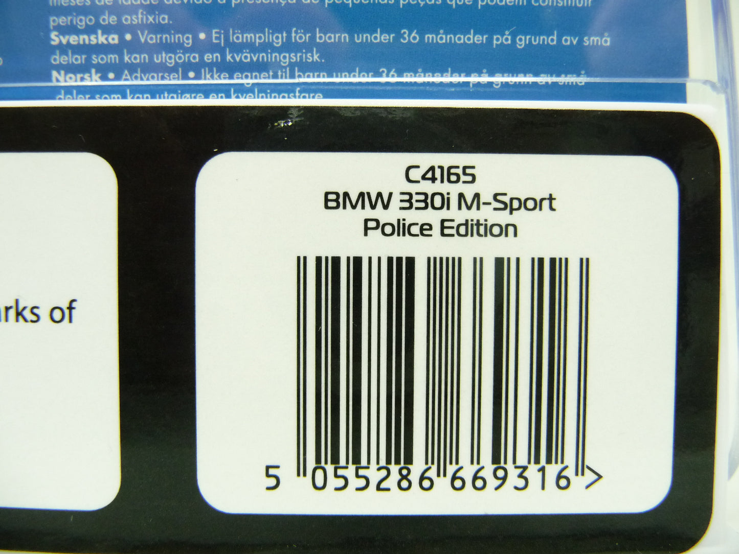 Scalextric -  C4165 BMW 330i M Sport Police Edition slot car also suits Carrera
