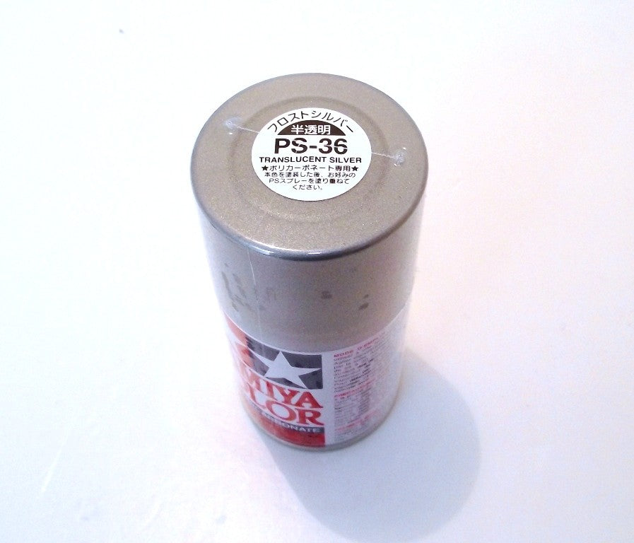 PS-36   TAMIYA POLYCARBONATE SPRAY PAINT TRANSLUCENT SILVER