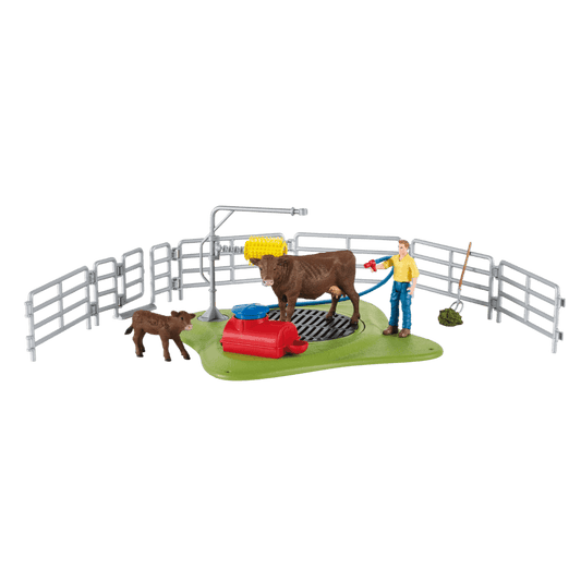 Schleich - Farm World Happy Cow Wash Animal Playset
