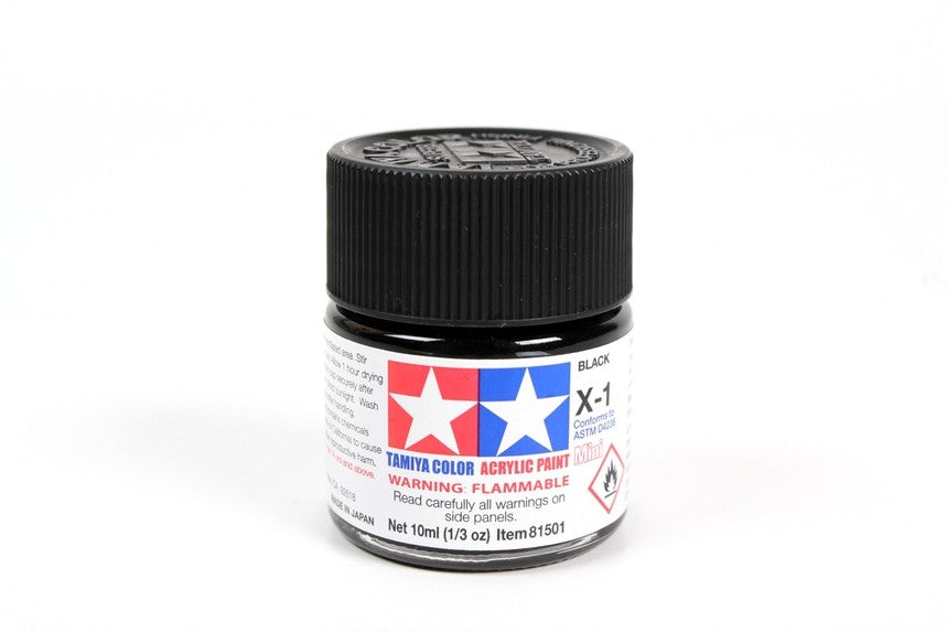 X-1 TAMIYA ACRYLIC PAINT BLACK (GLOSS)