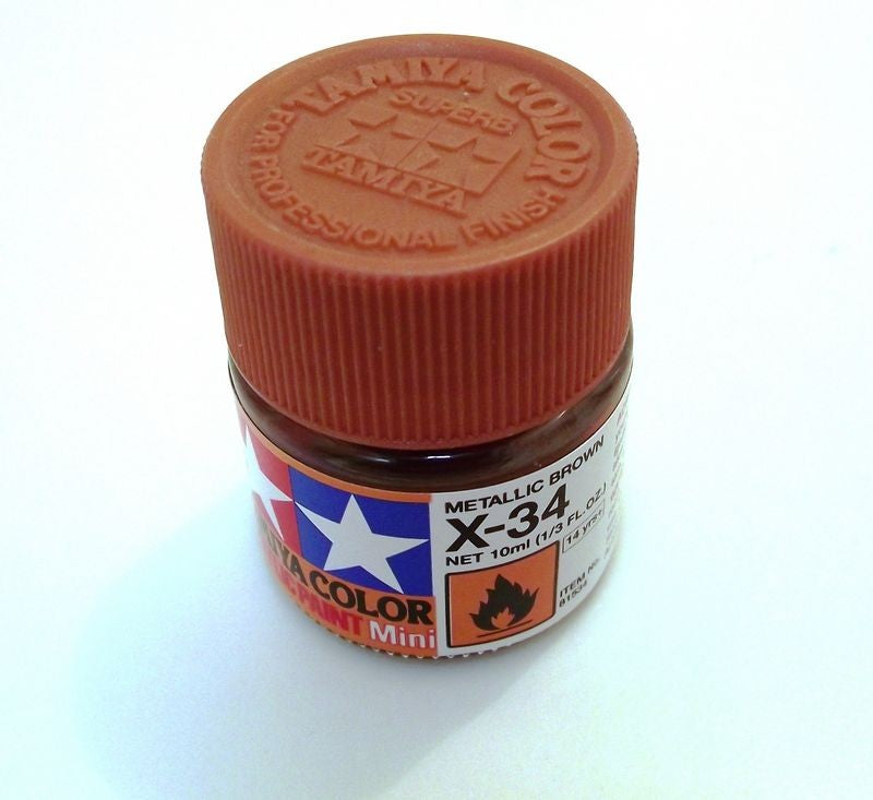 X-34   TAMIYA ACRYLIC PAINT METALLIC BROWN (GLOSS)