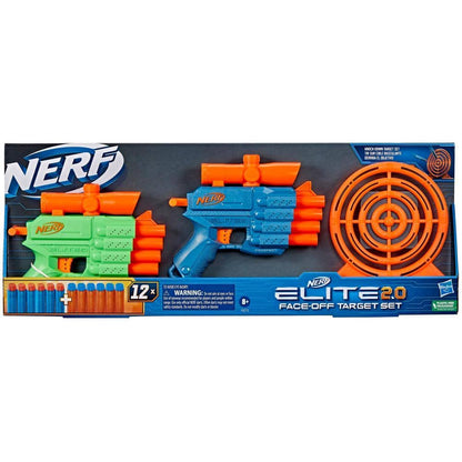 Nerf -  Elite 2.0 Face Off Target Set Includes 2 Toy Foam Dart Blasters & Target & 12 Nerf Elite Darts