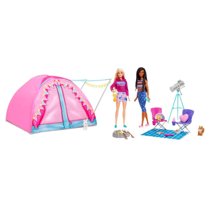 Barbie -  It Takes Two Camping Playset With Tent 2 Barbie Dolls & Accessories