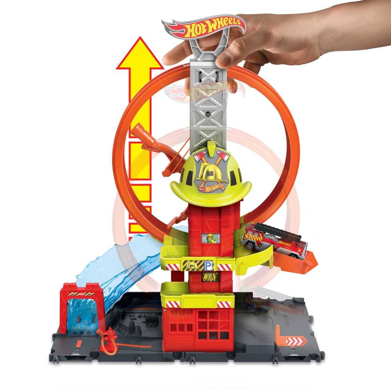 Hot Wheels - ® - City Super Loop Fire Station