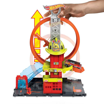 Hot Wheels - ® - City Super Loop Fire Station