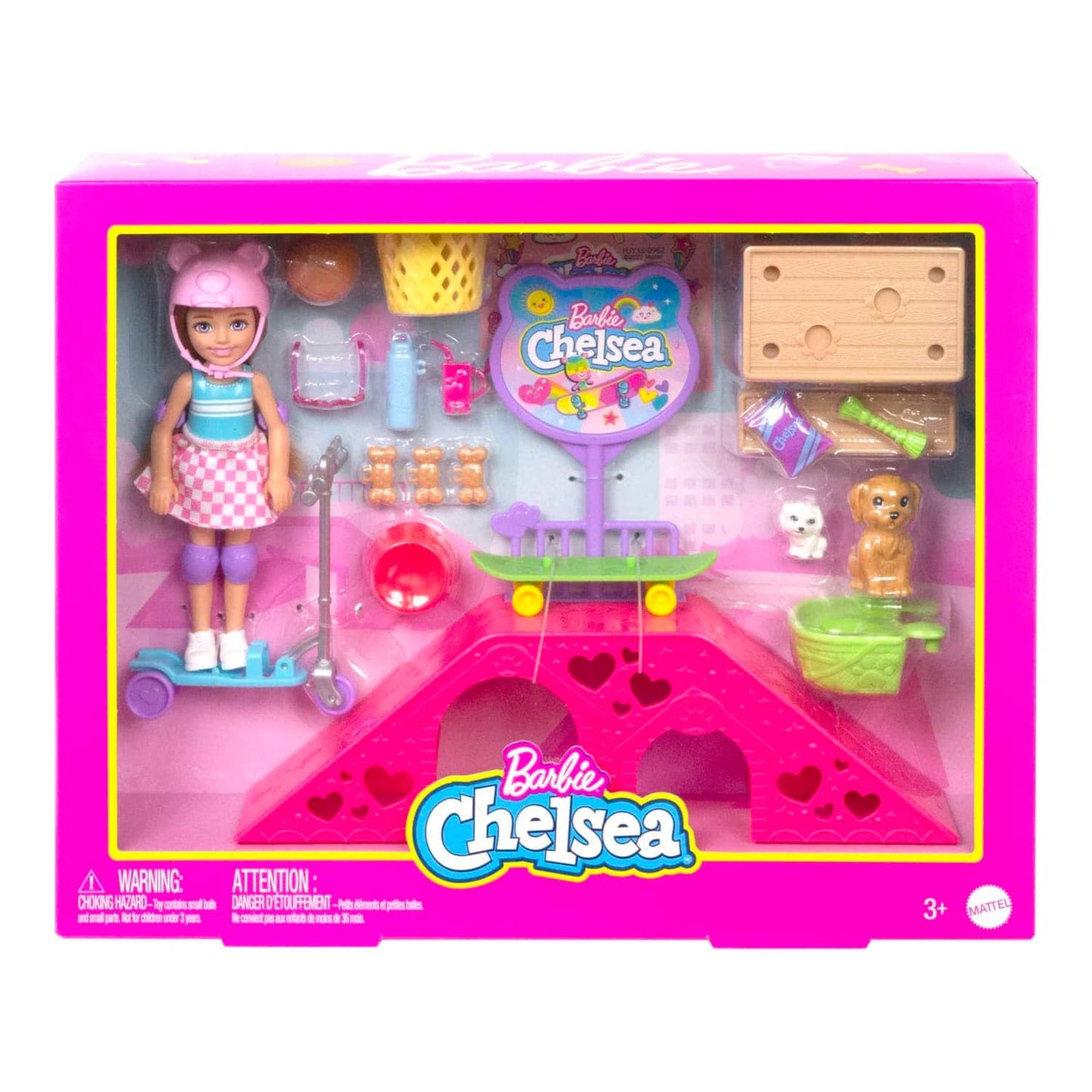 Barbie -  Chelsea Doll And Accessories Skatepark Playset With 2 Puppies And 15+ Pieces