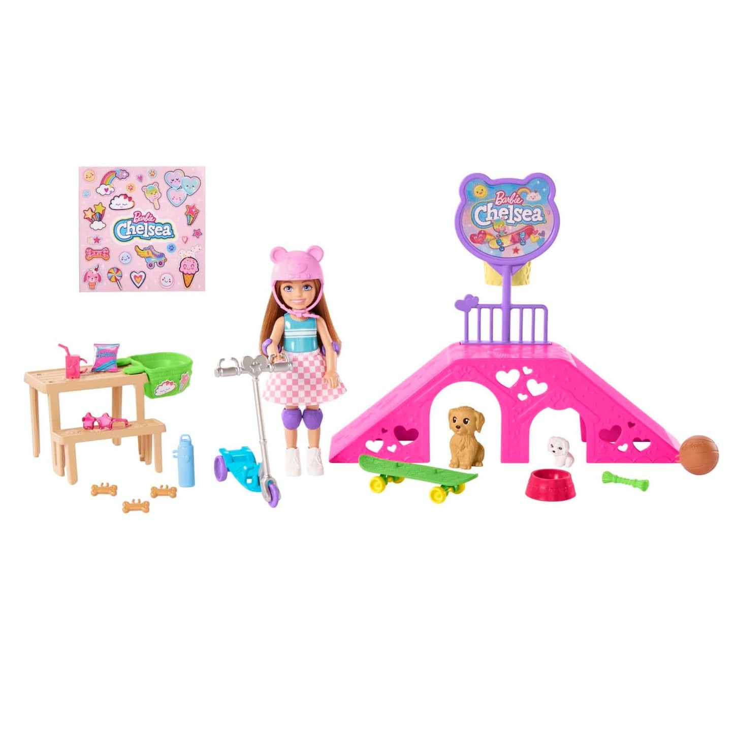 Barbie -  Chelsea Doll And Accessories Skatepark Playset With 2 Puppies And 15+ Pieces