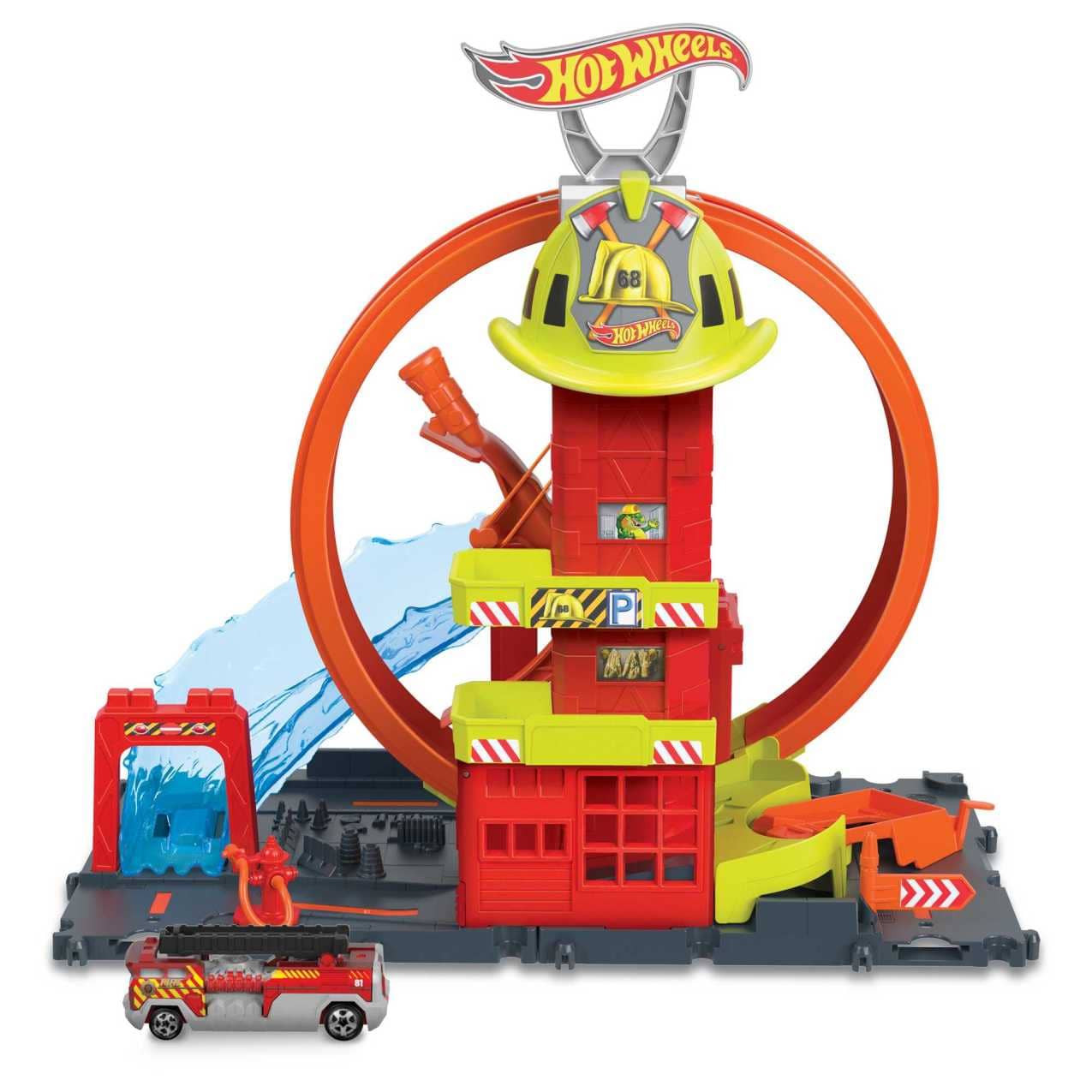 Hot Wheels - ® - City Super Loop Fire Station