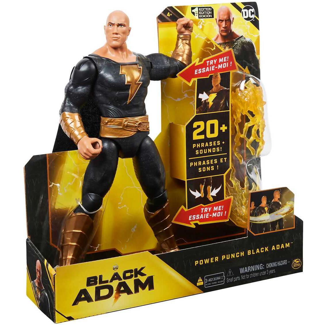 DC Comics, Power Punch Black Adam 12-inch Action Figure, 20+ Phrases and  Sounds, Lights Up with 2 Accessories, Black Adam Movie Collectible Kids  Toys
