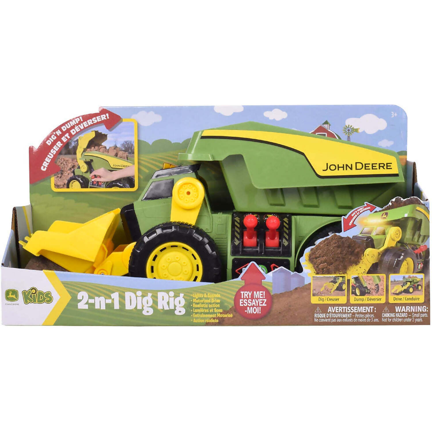 John Deere - Motorised Lights & Sounds 2-n-1 Dig Rig 46cm