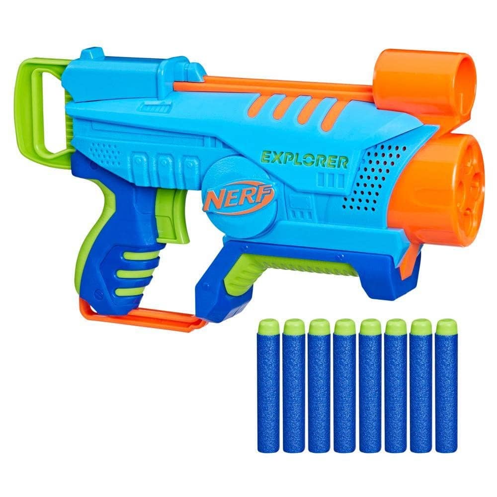 Nerf Elite Jr Explorer Easy-play Toy Blaster Easy Hold & Load & Blast 8 Nerf Elite Darts For 6 Year Old Boys & Girls