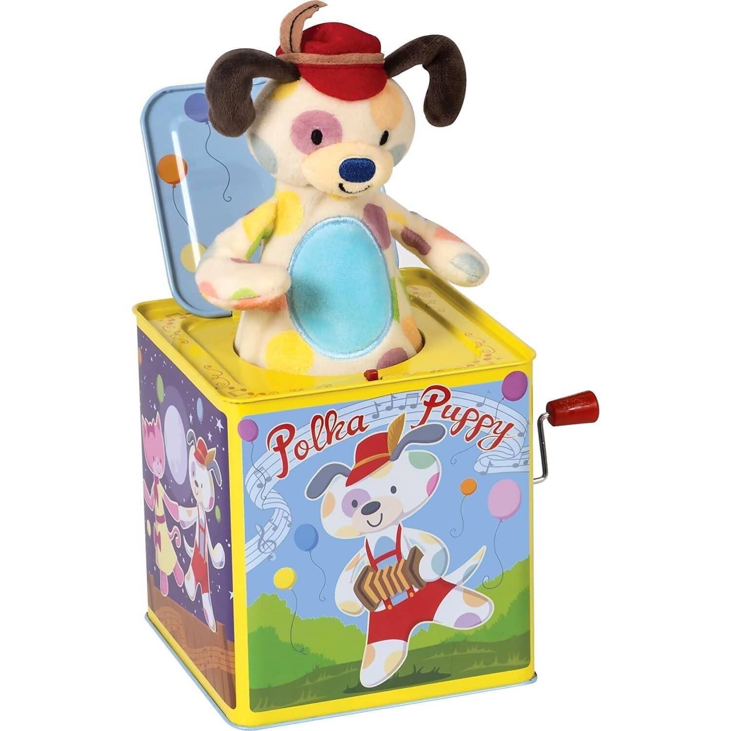 Schylling - Polka Puppy Dancing Jack Box Musical Wind up Toy