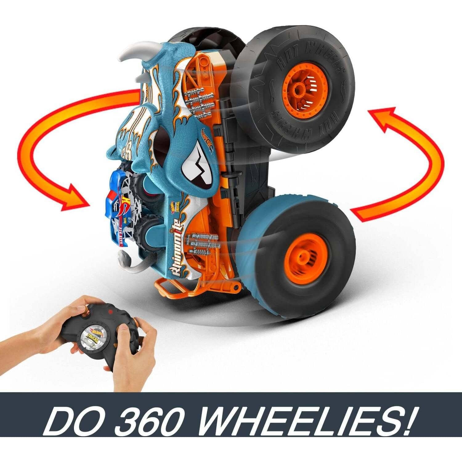 Hot Wheels - Monster Trucks Hw Transforming Rhinomite Rc In 1:12 Scale With 1:64 Scale Toy Truck - Mattel - Image 4