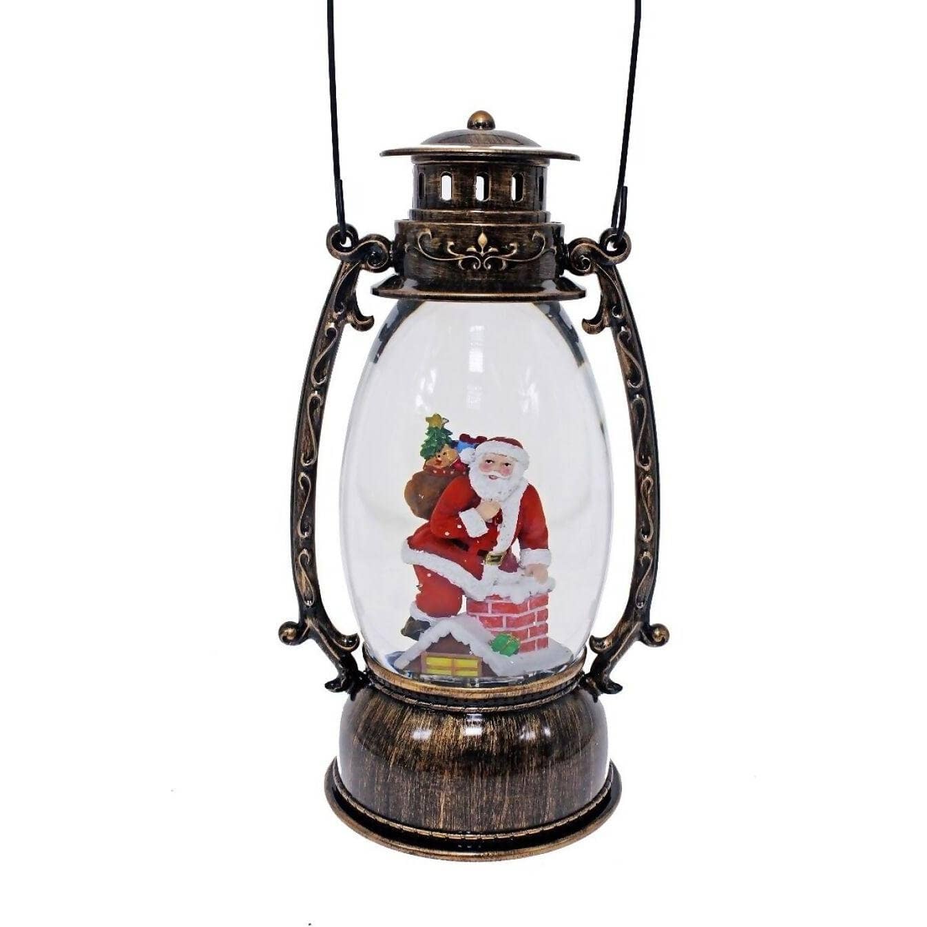 Cotton Candy - Xmas Brass Oval Lantern Santa Chimney
