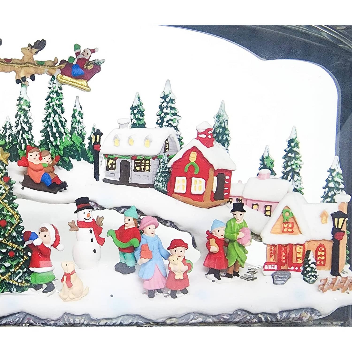 Cotton Candy - Xmas Lantern Extra Wide Brass Glitter Lantern North Village Scene With Santa Xac426 - Image 5