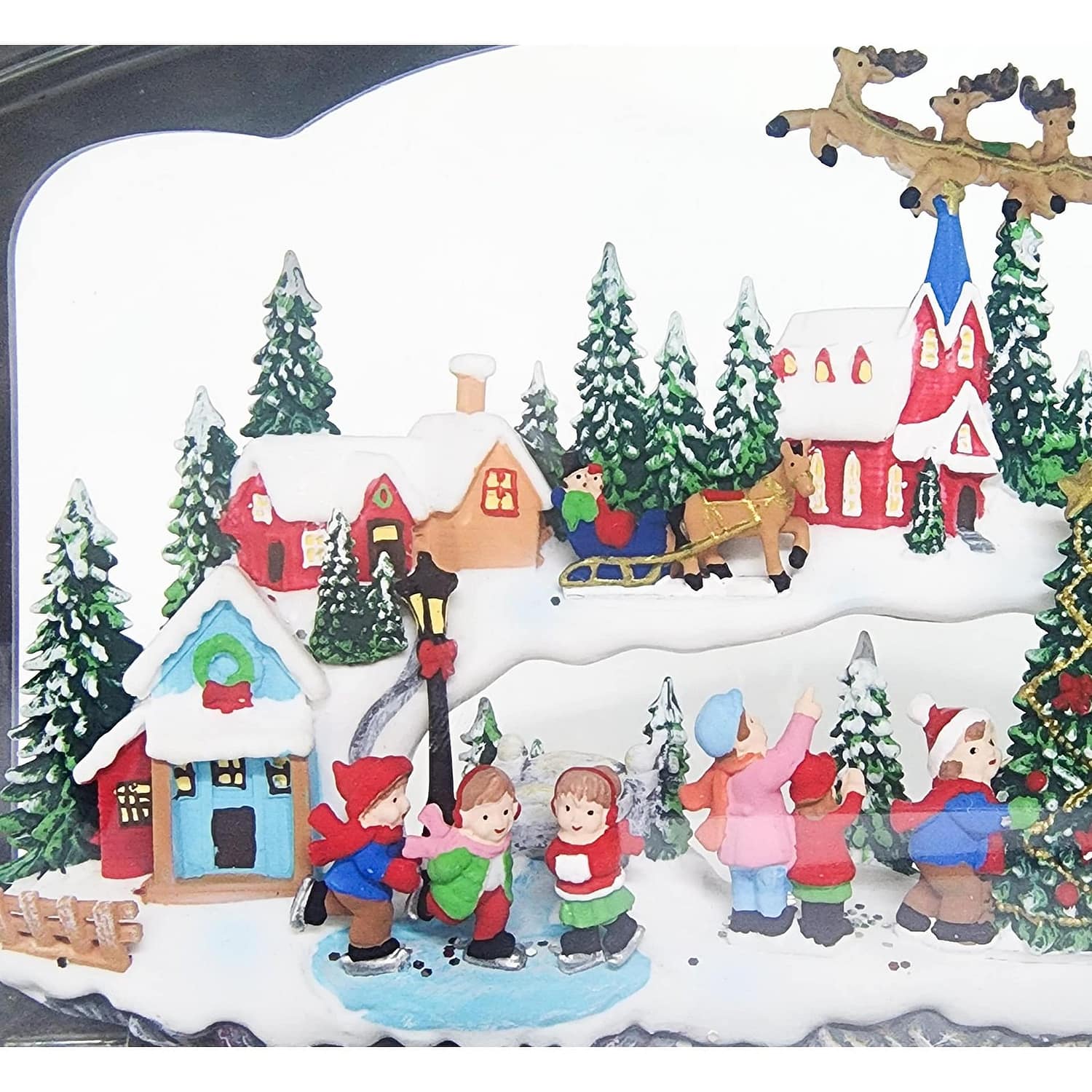 Cotton Candy - Xmas Lantern Extra Wide Brass Glitter Lantern North Village Scene With Santa Xac426 - Image 4