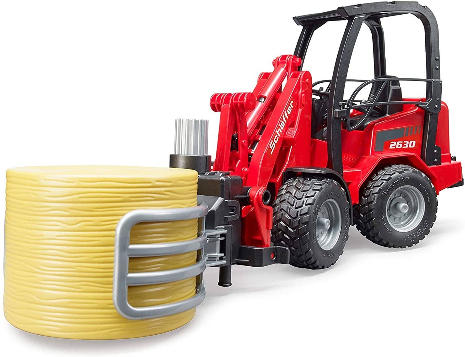 Bruder - Compact Loader 2630 Farm Tractor With Shovel Bale Gripper And 1 Round Hay Bale - Image 3