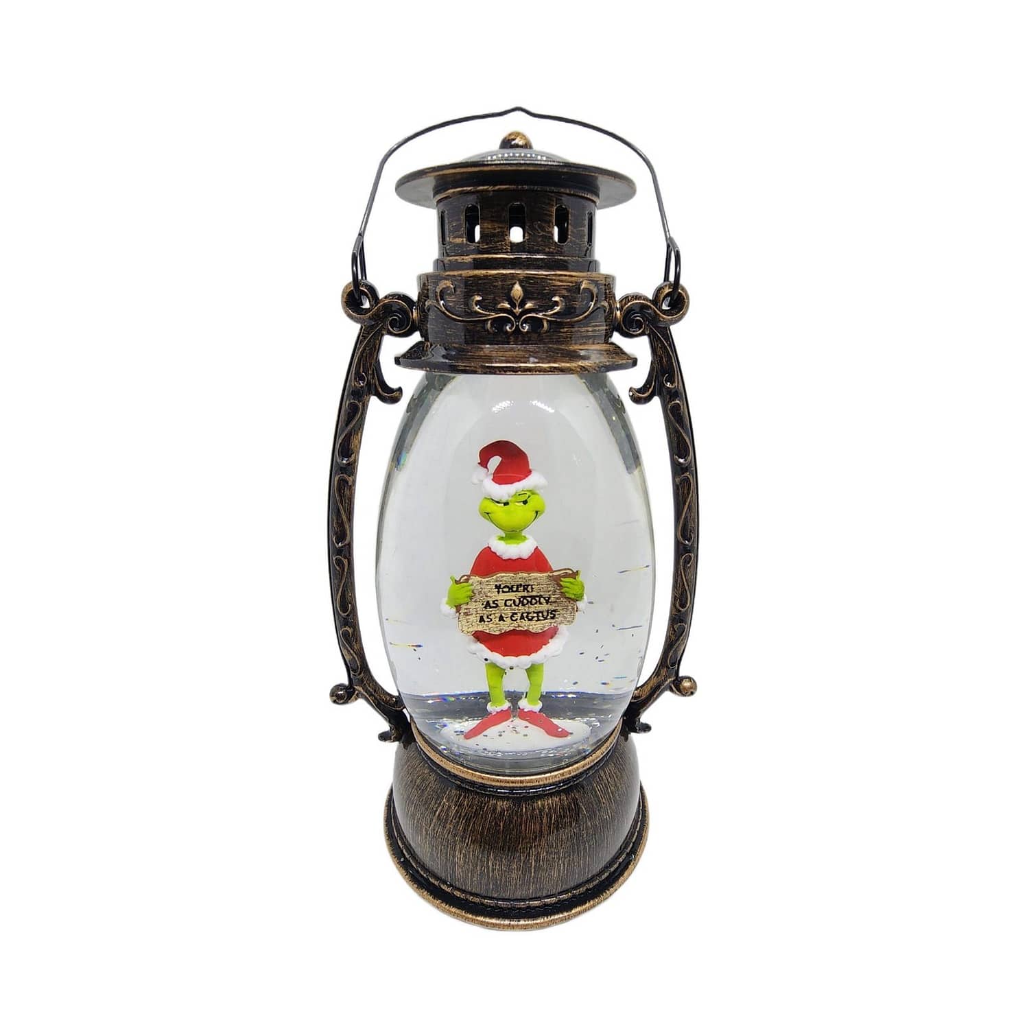 Cotton Candy - Xmas Dr. Seuss Grinch ‘ You’re Cuddly As A Cactus ’ Brass Lantern - Image 4