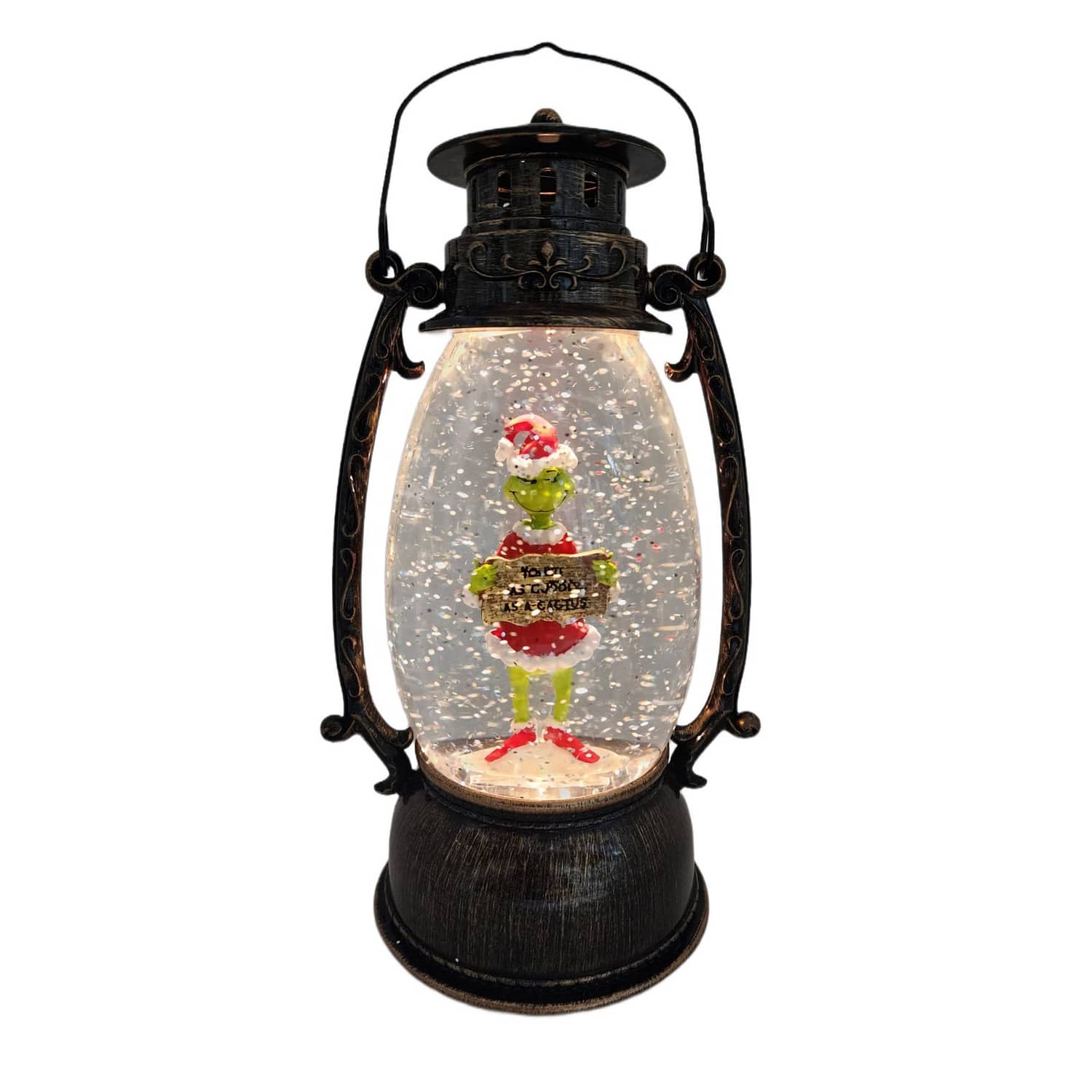 Cotton Candy - Xmas Dr. Seuss Grinch ‘ You’re Cuddly As A Cactus ’ Brass Lantern - Image 2