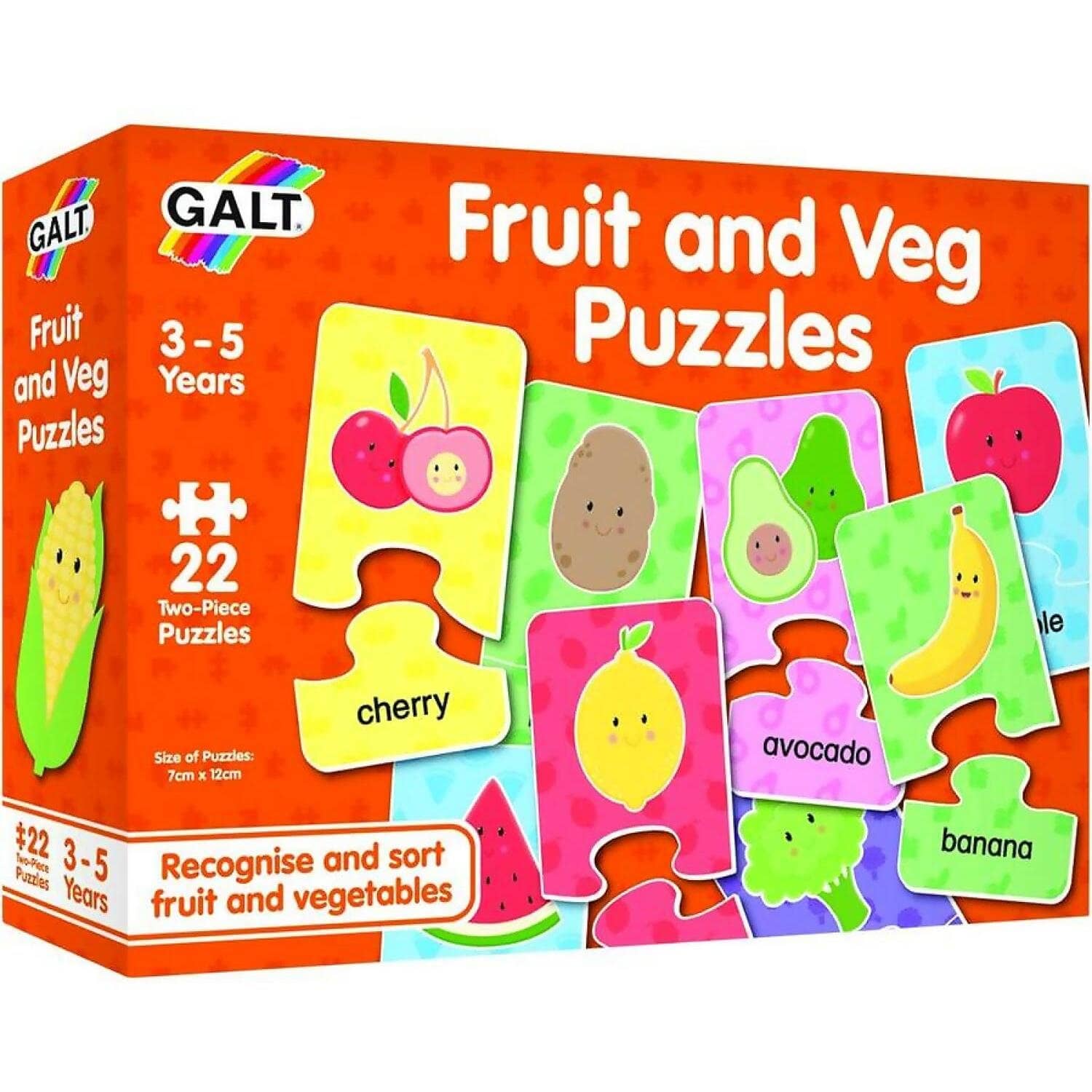 GALT - Fruit And Veg Puzzles - 22 x 2-Piece Puzzles