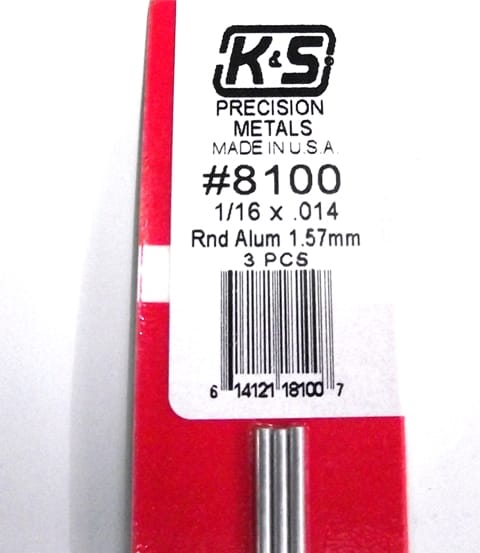 K&S METAL ROUND #8100 1:16' OD  ALUMINIUM TUBE 3PCS