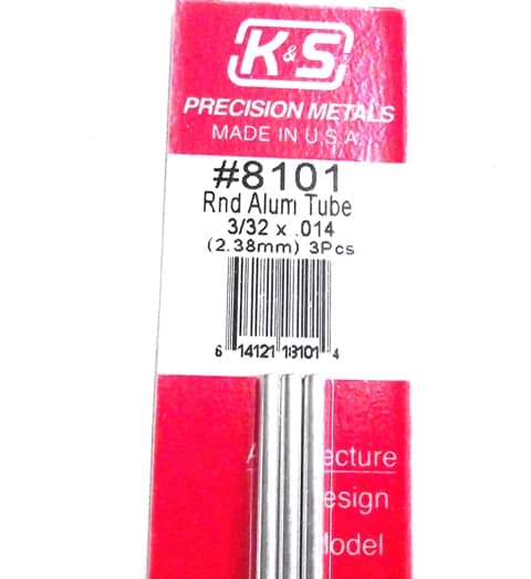K&S METAL ROUND #8101 3/32' OD  ALUMINIUM TUBE 3PCS