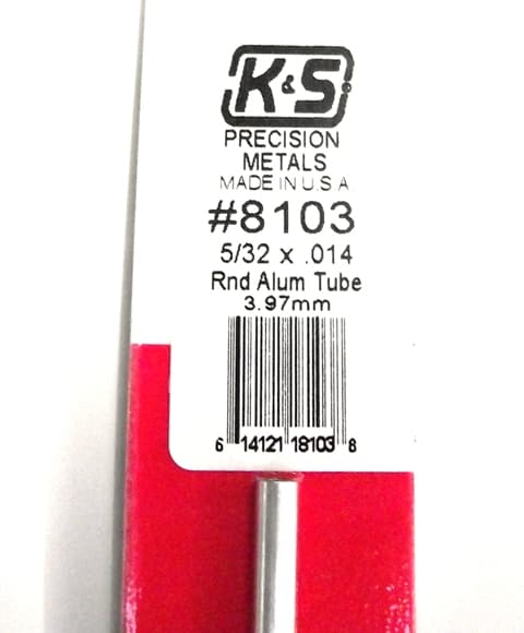 K&S METAL ROUND #8103 5/32' OD  ALUMINIUM TUBE 1PC