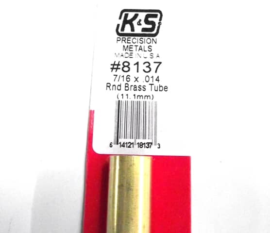 K&S METAL #8137 7/16' OD BRASS TUBE 1PC