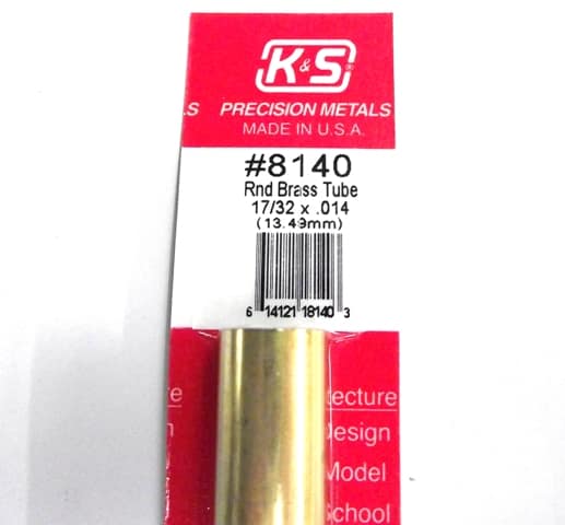 K&S METAL #8140 17/32' OD BRASS TUBE 1PC
