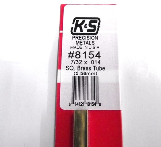K&S METAL #8154 7/32' OD SQUARE BRASS TUBE 1PC