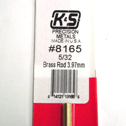 K&S METAL #8165 5/32' SOLID BRASS ROD 1PC